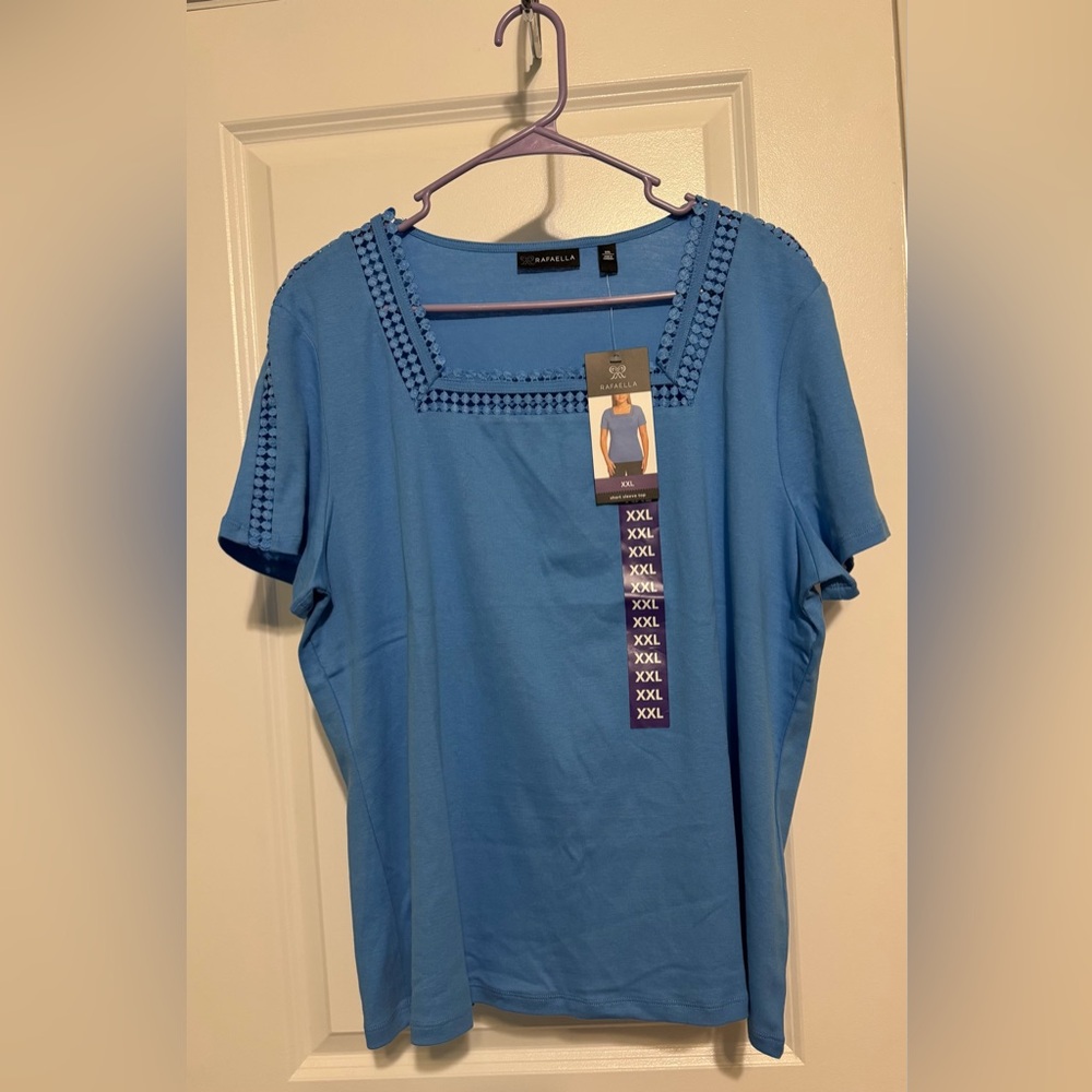 Rafaella Blue Short Sleeve Top